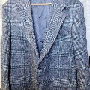 Vtg 100% Camel Hair Gray Glen Plaid Blazer